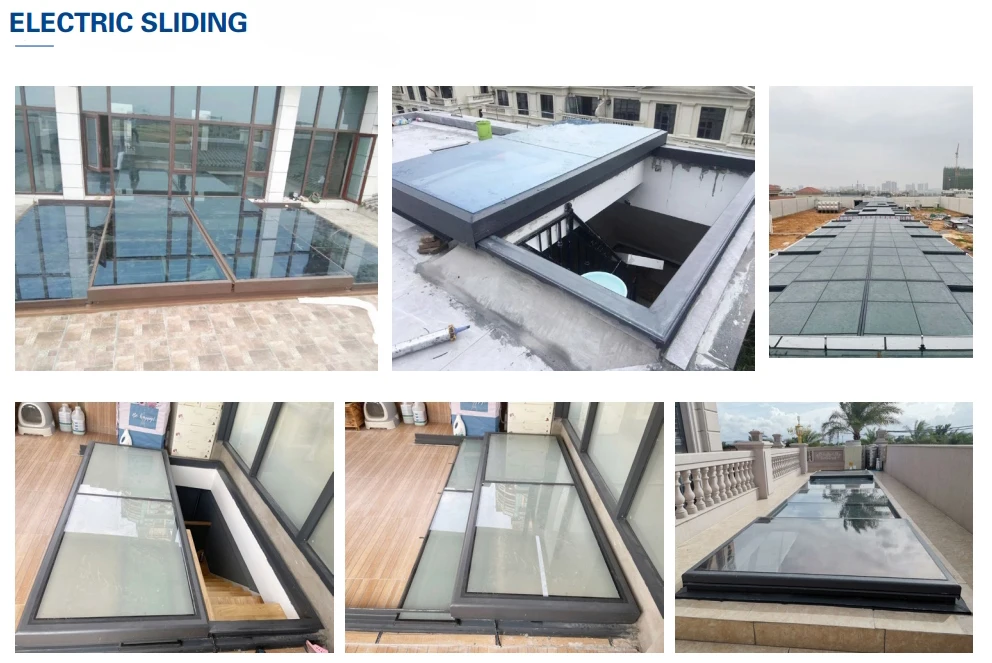 Gaoming Triple Glased Skylight Roof Window Automatic Black Aluminum ...