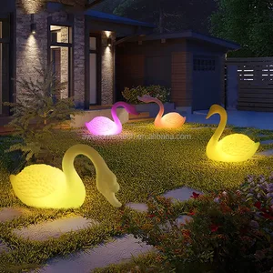 Outdoor Garden Furniture Led Color Changing Swan Decorative Floor Lamp for Garden Lawn Party Environment