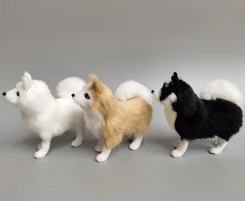 Artificial Simulation Samoyed White Puppy Greyhound Dog Cute Husky Samoyed Decoration Plastic Craft