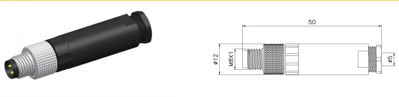 TPU PA66 M8 Waterproof Straight Assembly Connector B Code Male 5 Pin ROHS