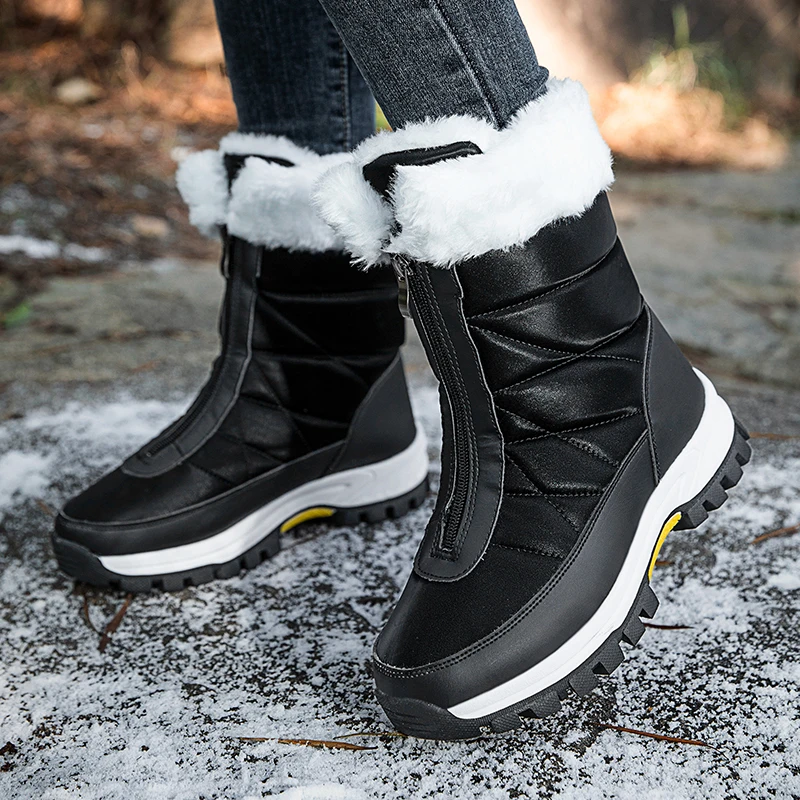 Winter New Style Zipper Waterproof Snow Boots Women's Large Size Cold