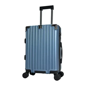 4-Wheel Spinner Trolley Luggage Custom ABS Aluminum Carry-On Bag with Combination Lock Popular Travel Bag