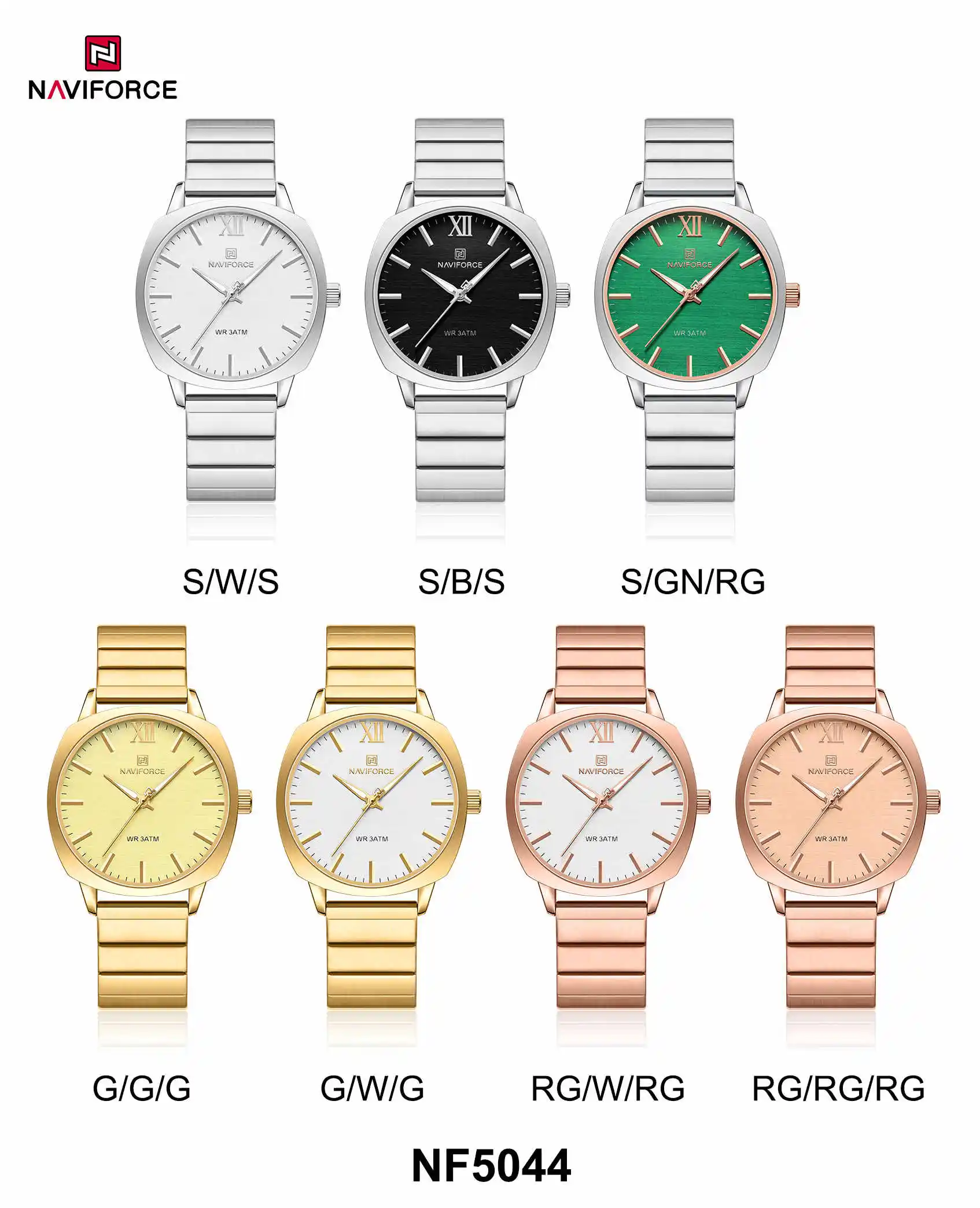 NAVIFORCE 5044 Women's Watches Quartz Watch Waterproof Stainless Steel Strap Rose Gold Watch for Women Luxury Ladies Wristwatch