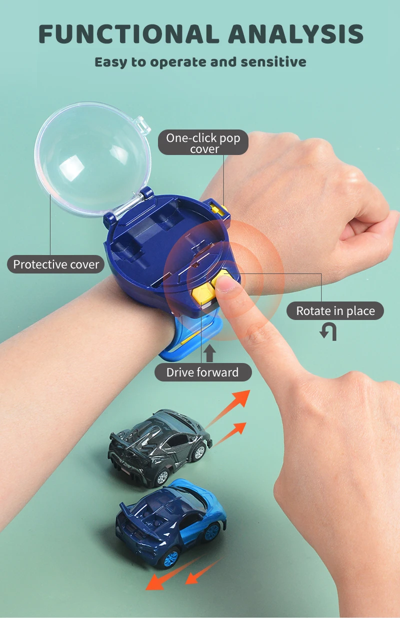 Zhorya Kids Mini Remote Control Car Watch Toy Hand Controlled Car 2.4g