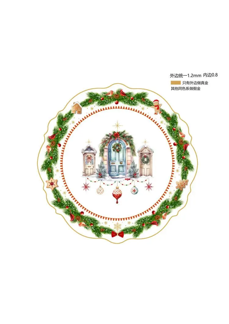 Royal Mixed Christmas Patterns or Customizable Deigns Porcelain New Bone China 7.5'' Side Plate 10.5'' Dinner Plates details