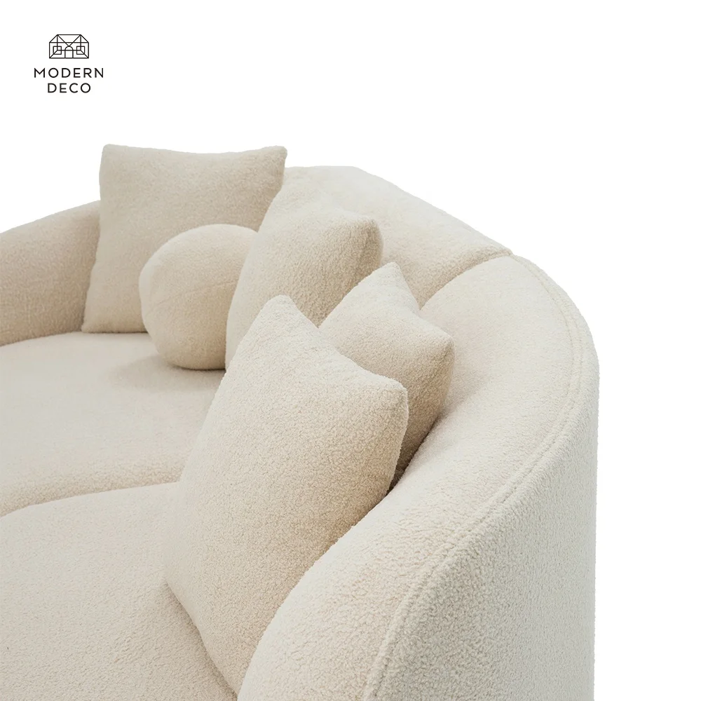 Set Sofa Kain Beige moden Baru Set Sofa Bilik Tinggal Perabot Modular Penyesuaian Sofa Bengkok Lounge