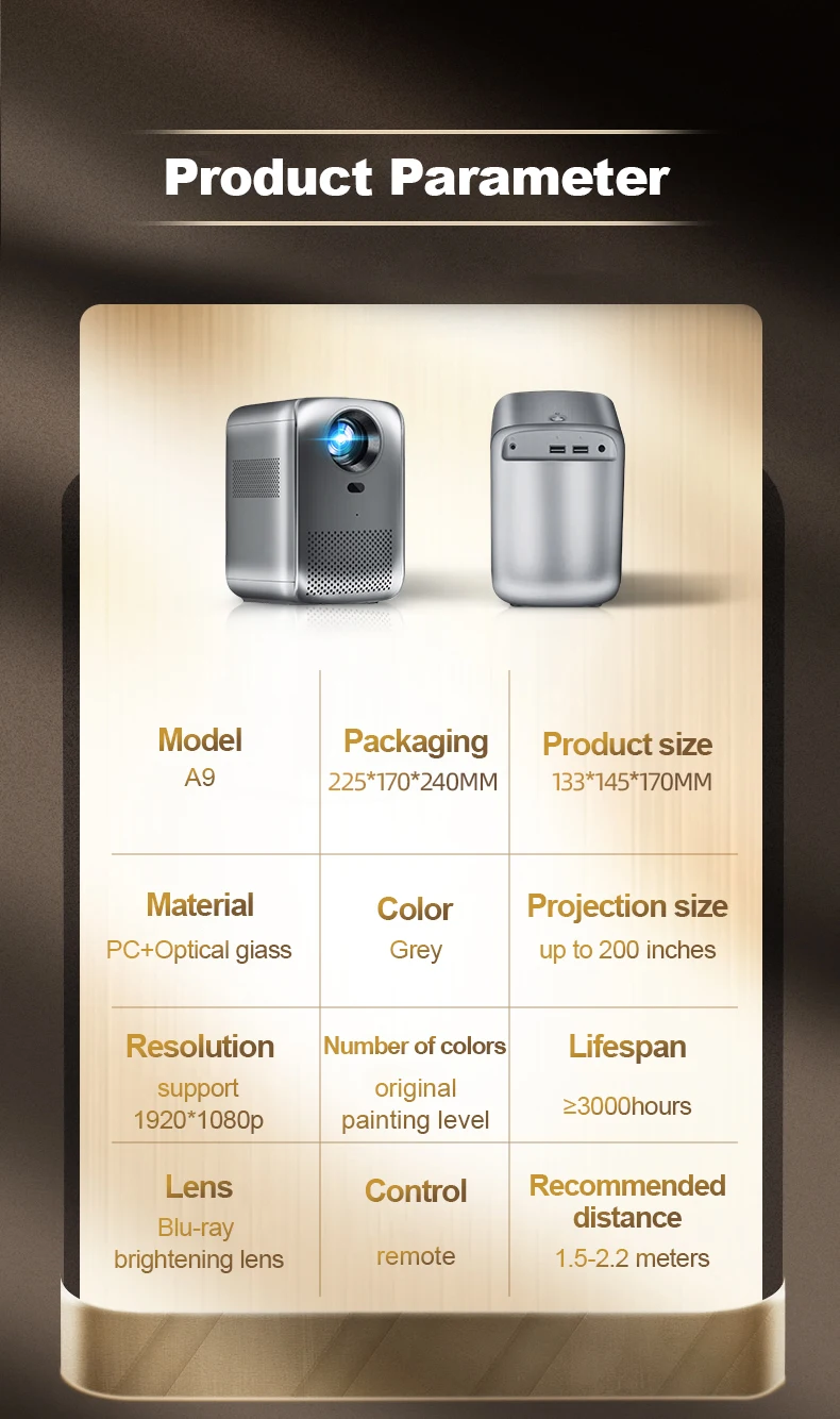 Wireless Projection Small Video Projector 5.1 Surround Sound Native