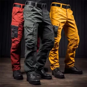 Factory Men Trousers Heavy Duty Worker Wear Com bat Pockets Cargo Knee Pad Work Rescue Pants