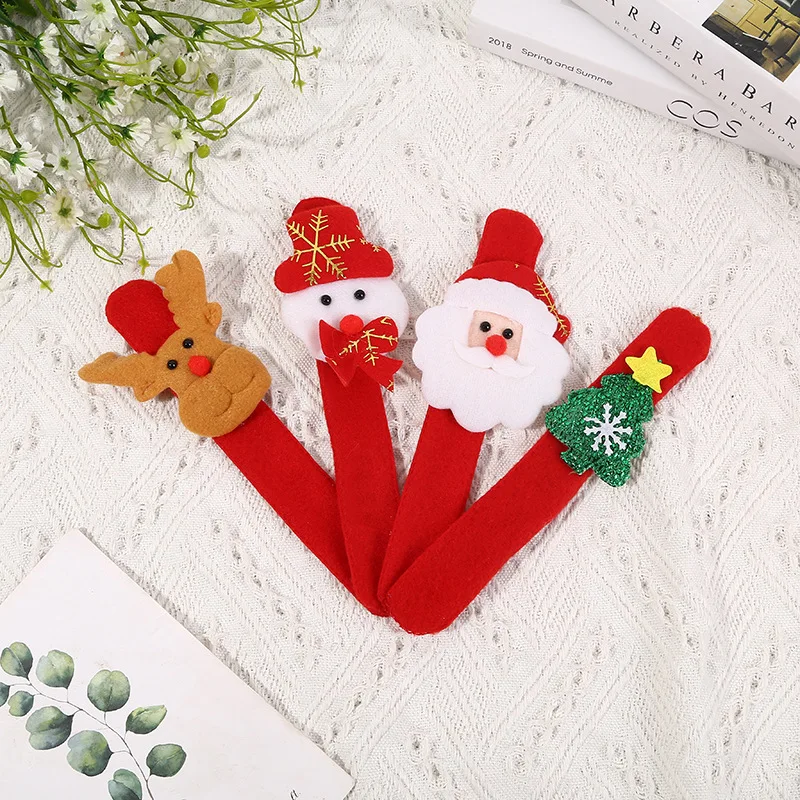 Hot Sale Lightweight Plush Santa Christmas Bracelet Wrist Ornament with Lighted Toy Gift