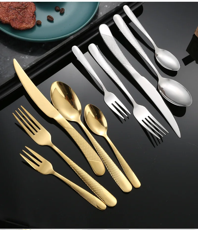 Best Selling Long And Silver Luxury Gold Cutlery Flatware Set Spoons