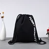 Black drawstring cotton backpack