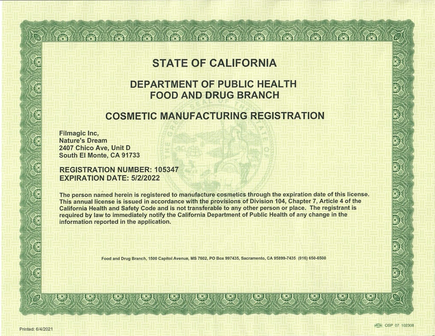 Cosmetic FDA Filmagic