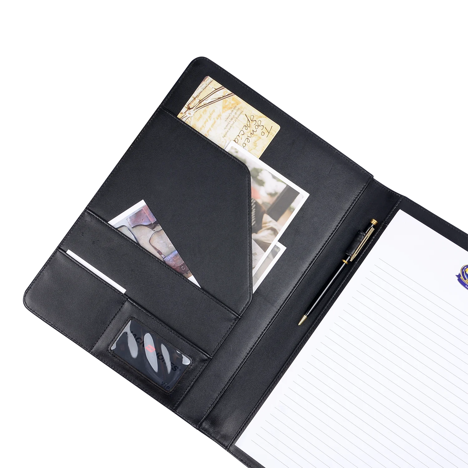 Eco-friendly PU Leather Filing Notepad File Folder Budget Holder Resume Legal Document Organizer for Presentations Interviews