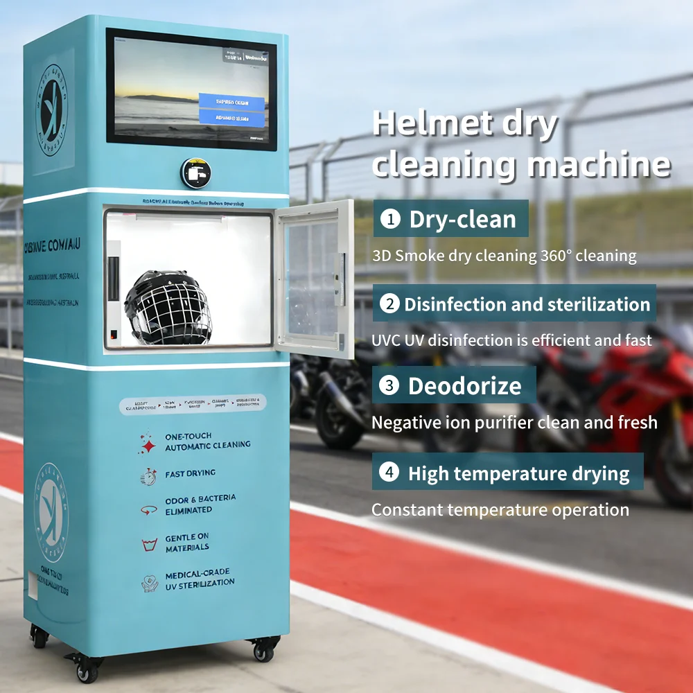 Automatic Helmet Cleaning Vending Machine for Motorcycle and Bike Helmets with Sterilizing and QR Payment System
