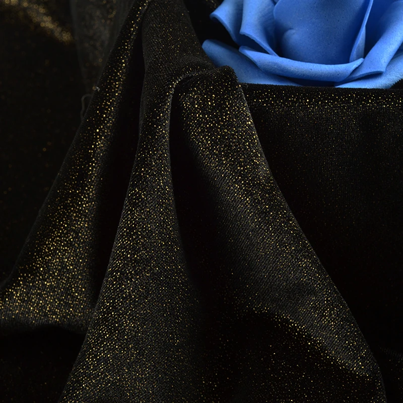 Shiny Silk Velvet gilding fabric for clothes 260GSM Polyester Spandex stretch knitted fabric textile for fashion garment