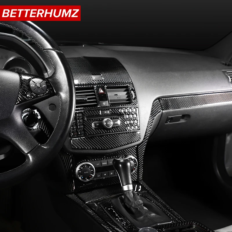 Semoic Carbon Fiber Interior Central Control Panel Trim Cover for Mercedes C Class W204 2007-2013