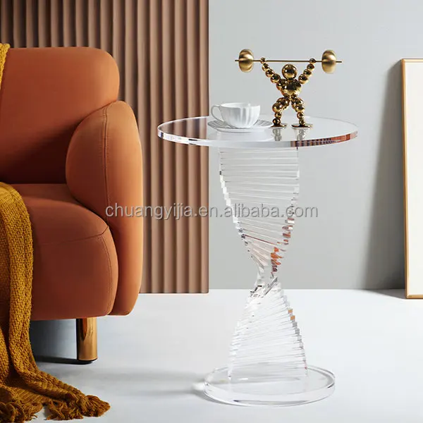 Simple Swirl Acrylic Side Table Whirling Style Round Acrylic End Table Buy Round Acrylic End