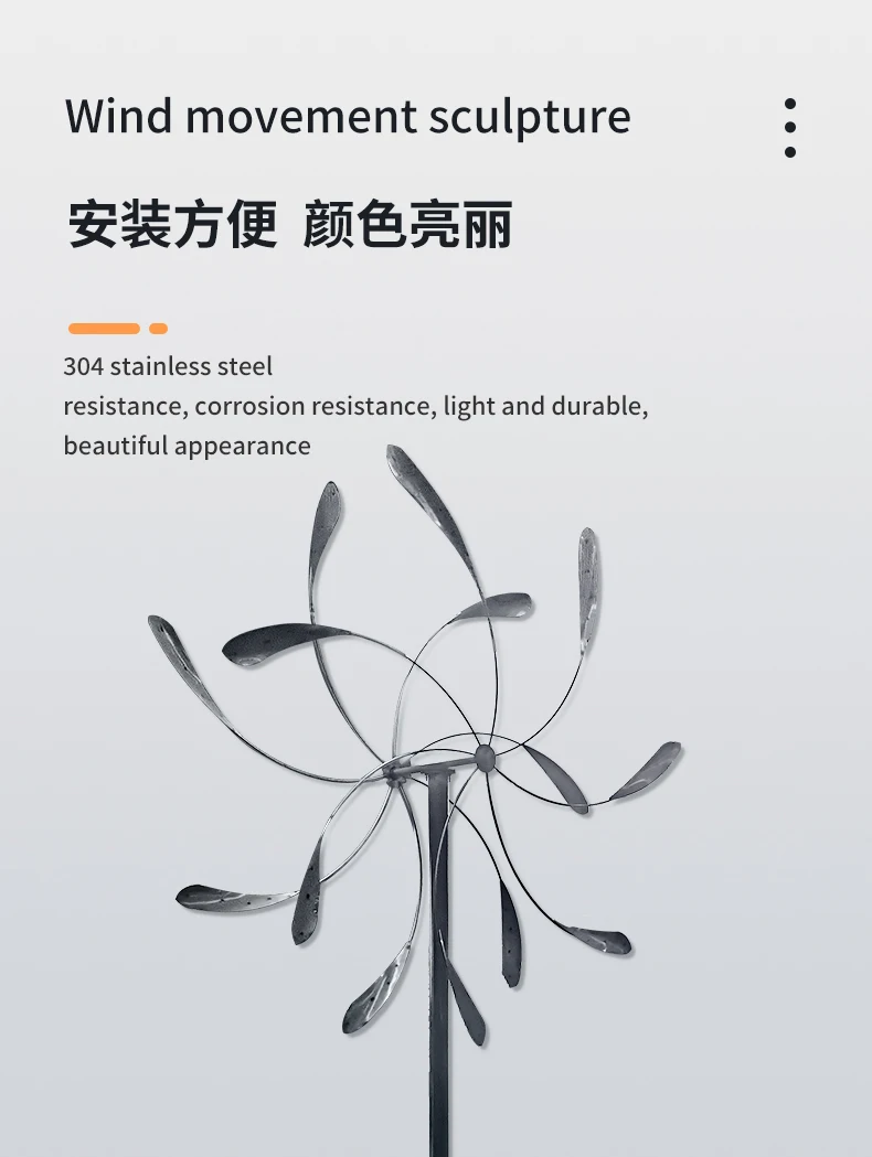 Wind Powered Sculpture Windmill Large Art Stainless Steel Outdoor Wind Metal Perpetual