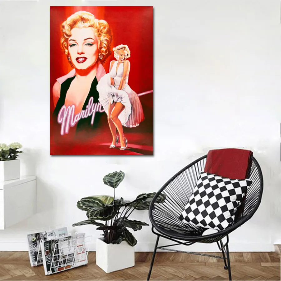 Original Art Marilyn Monroe Poster Portrait Canvas Painting Wall Art ...
