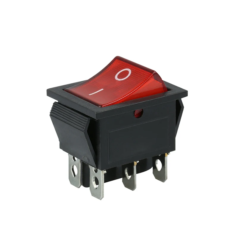 Highly thermal resistance 6 pins waterproof on off rocker switch with red green blue light for home and industrial use