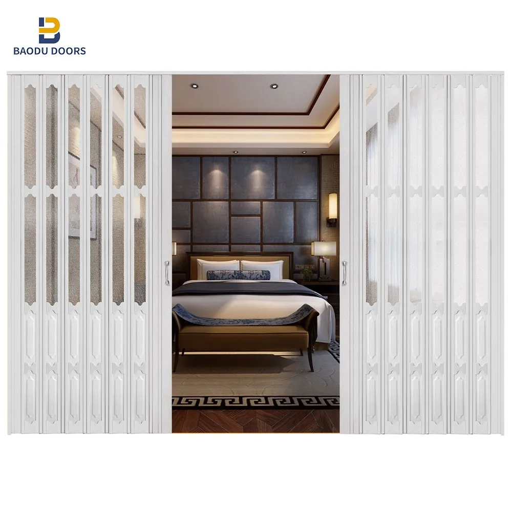 PVC Accordion Bi-folding Door for Home Price Modern Design for Houses Interior Room Lightweight Easy Installation Isolation
