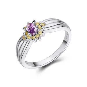 Keiyue Shiny White 925 Sterling Silver Ring for Women Antique Designs with Square Platinum Flower for Weddings