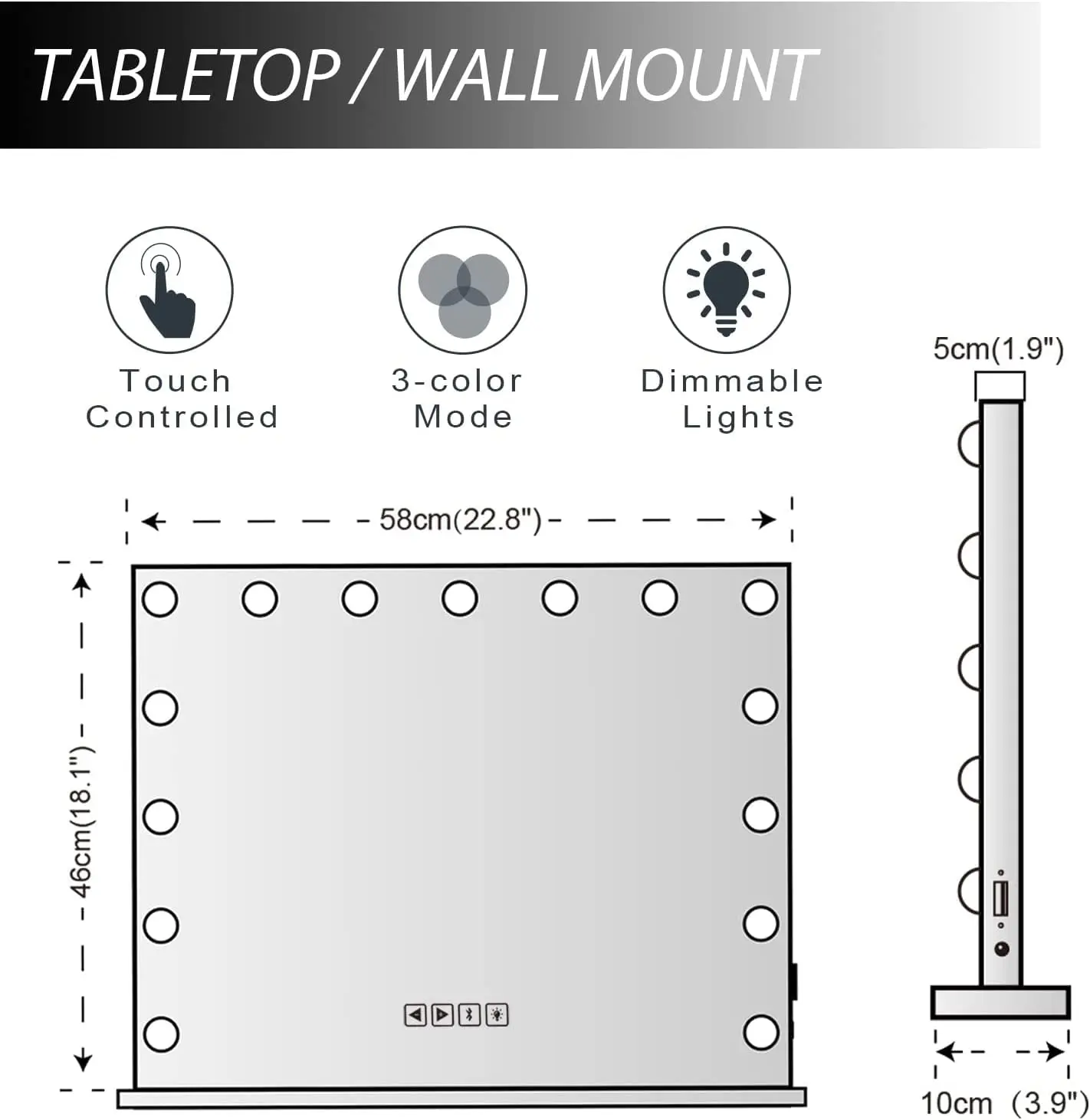 Голливудское зеркало для туалетного столика с подсветкой, большое зеркало для макияжа для настольной спальни