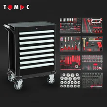 TOMAC Professional  Heavy Duty 8 Drawer Mobile Tool Cabinet with 410pcs Hand Tool Set - Durable Garage and Workshop Solution
