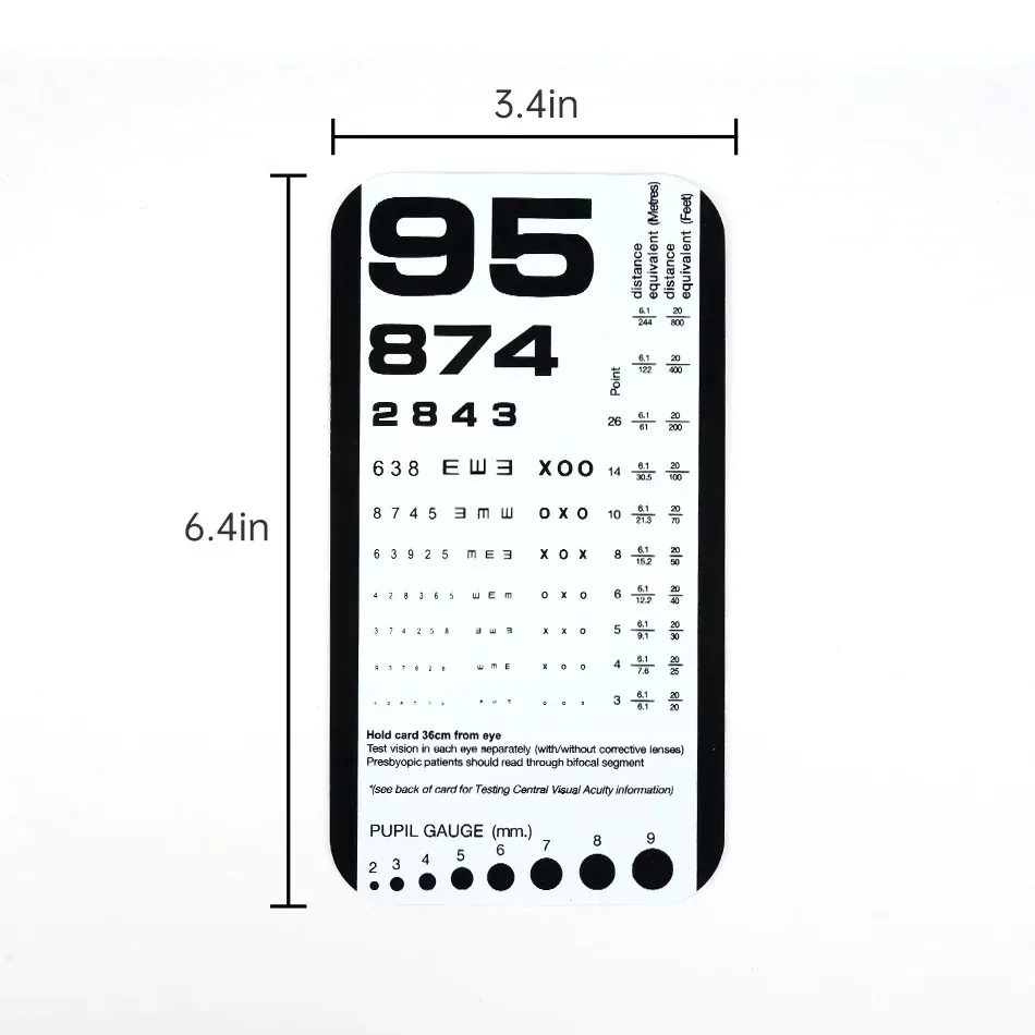 2024 Far Near Vision Standardized Eye Chart Visual Testing Pocket Eye Chart, Snellen Pocket Eye Chart Rosenbaum Pocket