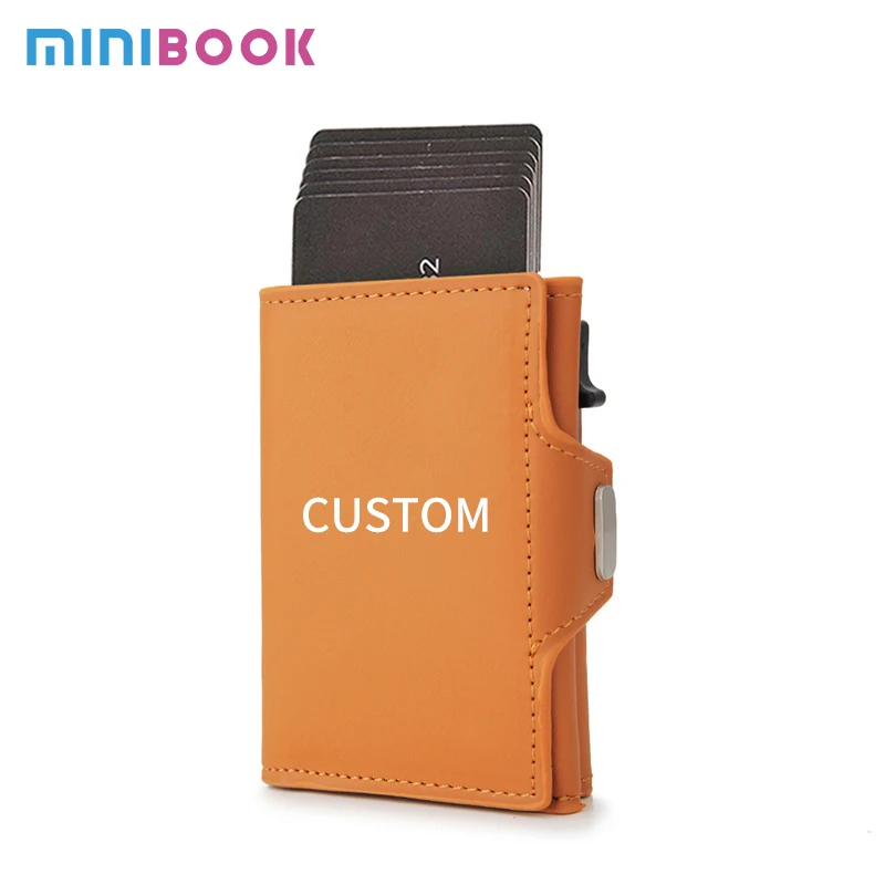 Minimalist Pop-Up Men's RFID Blocking Slide Wallet PU Leather with