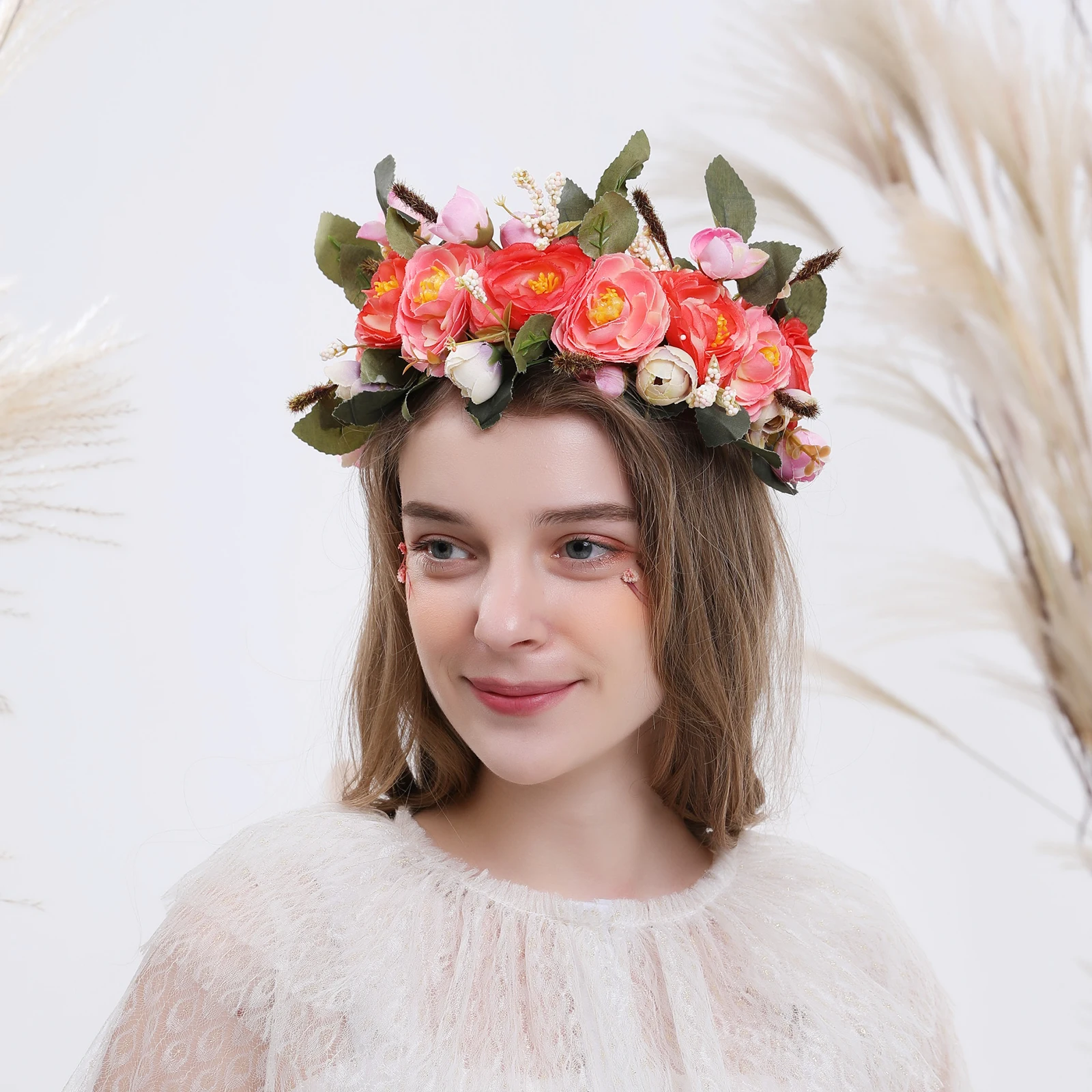 779e Hera Colorful Head Crown Flower Design Hawaiian Artificial Bridal