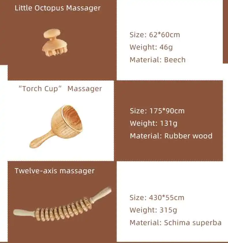 5 In 1 Hot Selling Wood Therapy Massage Tool Massage Roller Body Guasha
