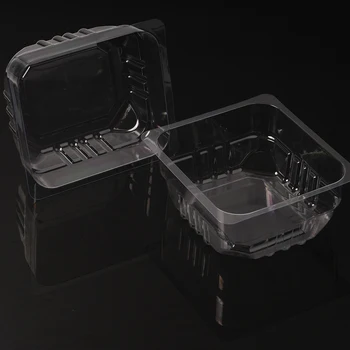 Disposable Cut Fruit Salad Cake Box Square Clear Hinged Take-out Tamper Evident Packaging Plastics PET Food Container