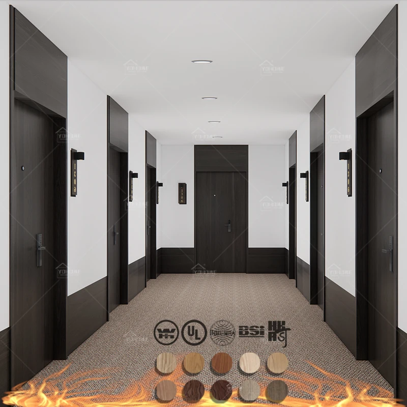 Foshan Source Factory 20 45 60 min Wooden Fire Door Manufacturer Door Fire Resistant Wood Interior Fire Doors