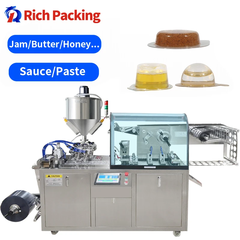 Термоформовочная Машина для упаковки мелких сливочных сырных паст, варенья, меда, блистеров, жидкая блистерная упаковочная машина Guangzhou