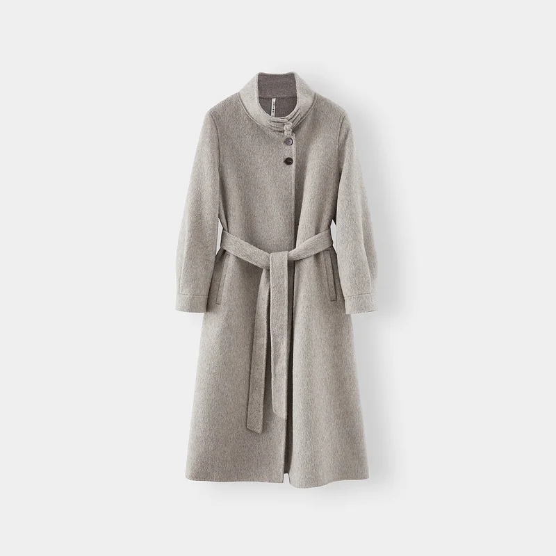 New Styles Double-faced Womens Wool Cashmere Trench Coat With Button