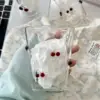 Taza pequeña transparente para desayuno con diseño de cerezas
