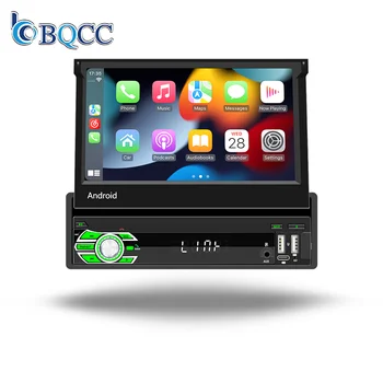 BQCC 1Din 7" HD Android retractable screen car player with carplay GPS WIFI WIFI Mirrorlink RDS USB Fast charging 9710S-JLED