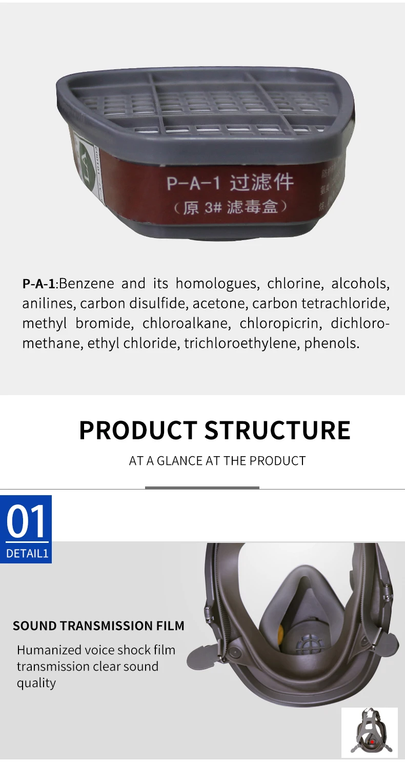 6800 Full Face Respirator Mask with P-A-1 Cartridge for Dust and ...