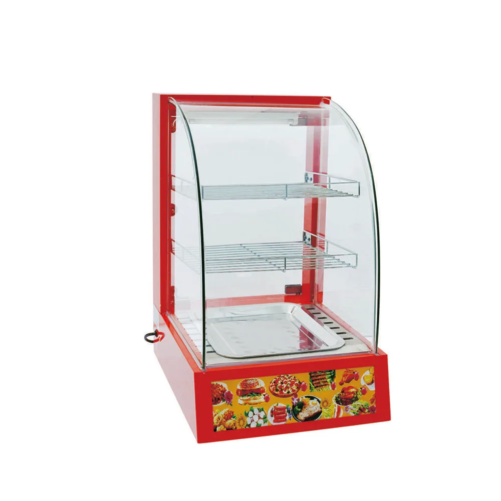 Hongda  Hot Food Warmer Display Cabinet Curved Glass Electric Heating Food Warming Showcase