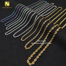 Wholesale price 316l stainless steel rope chains 2mm 3mm 4mm 5mm 18k gpld plated necklaces for men women