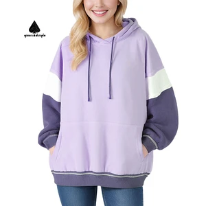 Women's Clothing Manufacturer Customize Cotton Soft Hoodie Puff Printing Embroidery logo Women's Color Block Oversized Hoodie