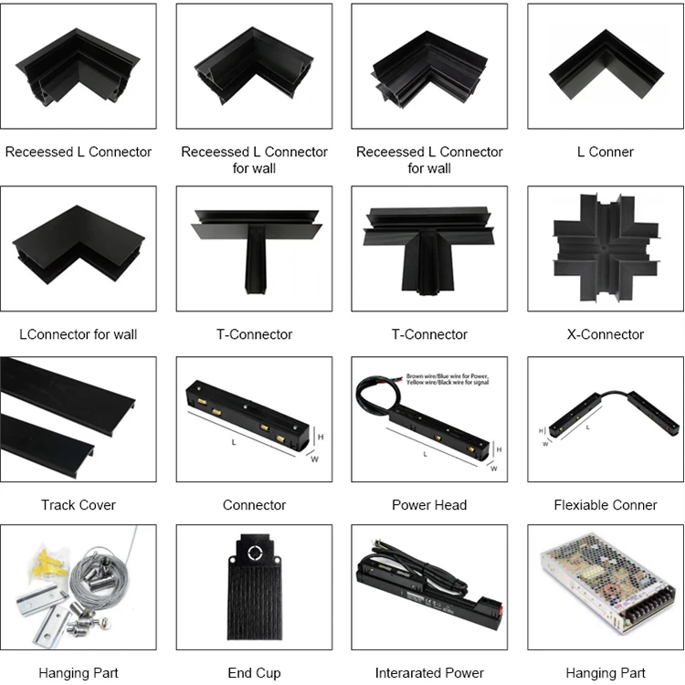 Factory Customized 20w 30w 40w COB Magnetic Led Track Light Aluminum Alloy Magnetic Track Light Rail System for Hotel Showroom