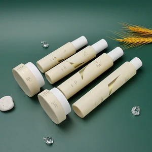 Unique Beige Glass Pump Bottle for Cream 80ml 100ml Slim Design Cosmetic Packaging 30g 50g Glass Jar Screen Printing Surface