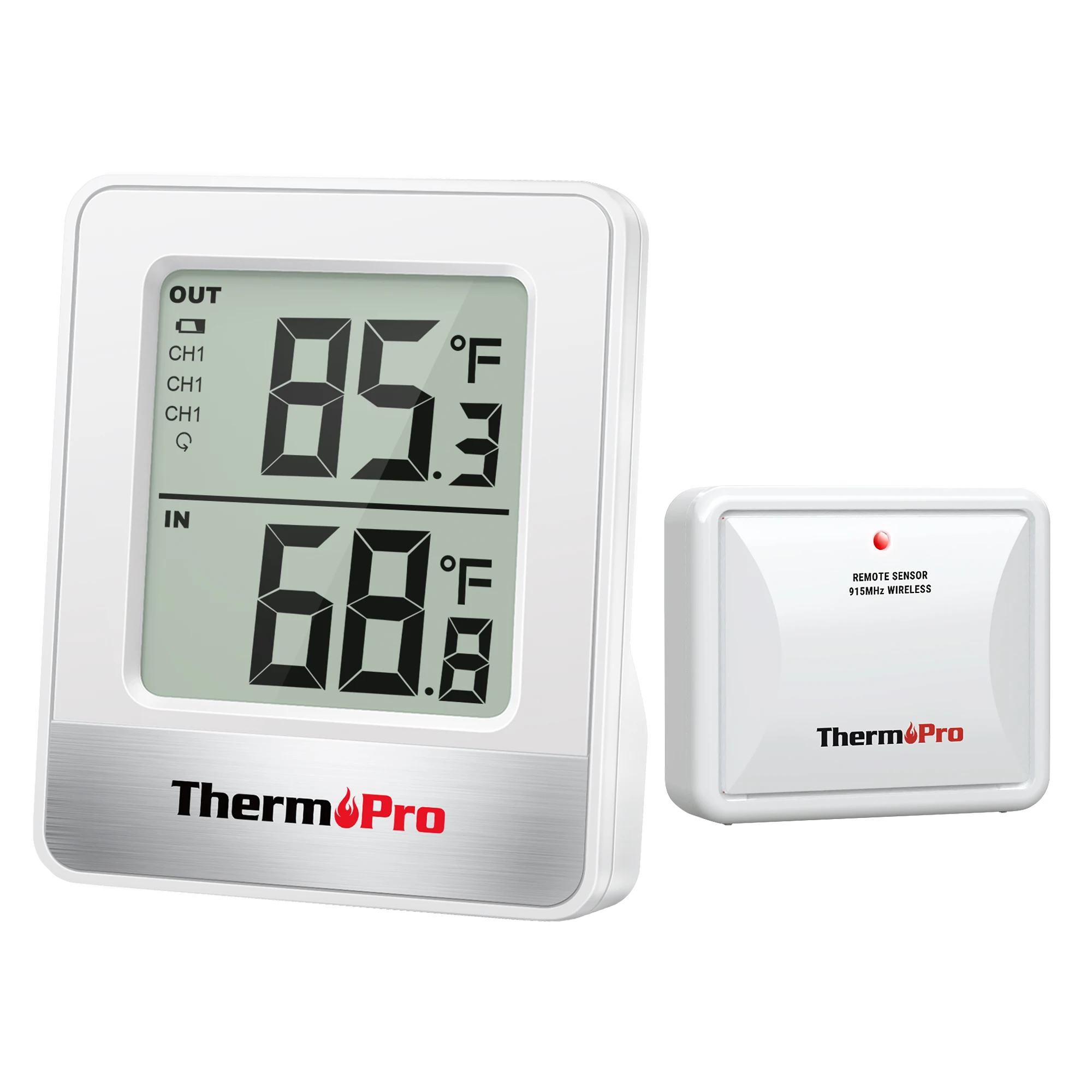 ThermoPro Indoor Outdoor Thermometer Wireless TP200B, Thermometer indoor  outdoor with Temperature Sensor Up to 500FT, Outdoor Thermometers for Patio