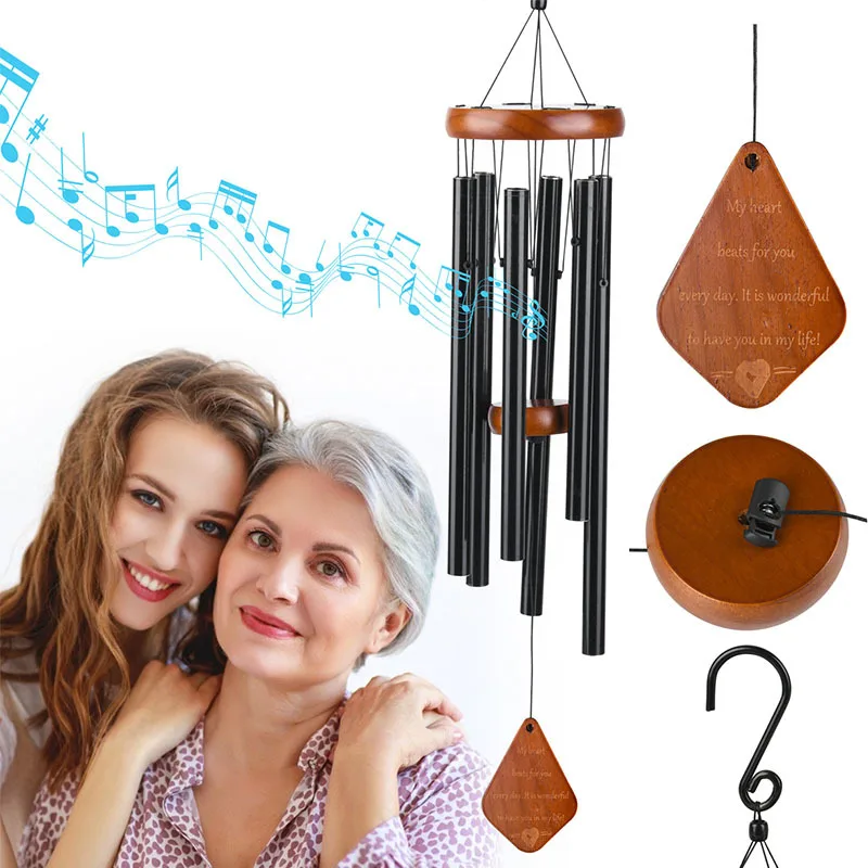 E148 Custom Memory Wind Chimes Outdoor Sympathy Wind Chimes Memorial Aluminum Windchimes Memorial Wind Chimes With Box