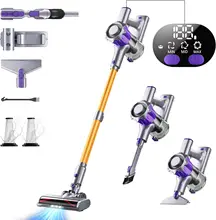 Cordless vacuum cleaner, 12KPA 150W stick vacuum cleaner, with brush motor, household anti tangle vacuum cleaner, purple