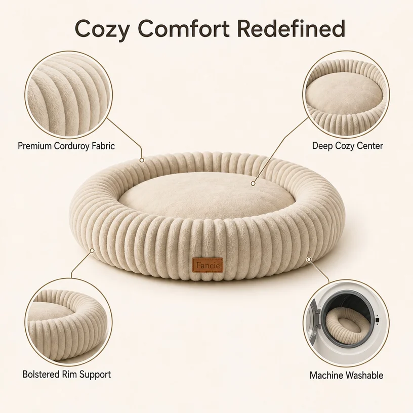 Corduroy Orthopedic Dog Cat Bed Raised — Product details 7
