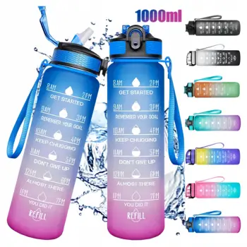 Hot selling new portable outdoor fitness with time mark water bottle with straw