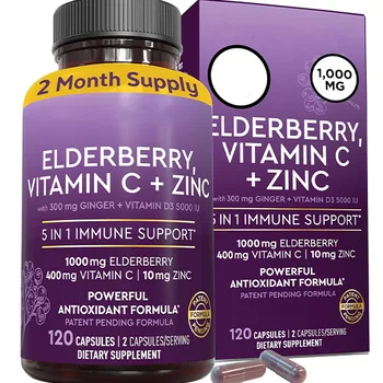 Private Label Natural Herbal Supplement Black Elderberry Extract Multivitamin Elderberry Capsules